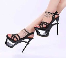 Dress Shoes High Quality Rhinestone Sandals Women 2020 New High-heeled 15cm Soft and Comfortable Crystal Lady Size 34-40 H240325
