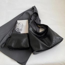 Shoulder Bags Women Leather Bag Fashion Soft Underarm Versatile 2pcs And Handbag Set Satchel Hobo Commuting