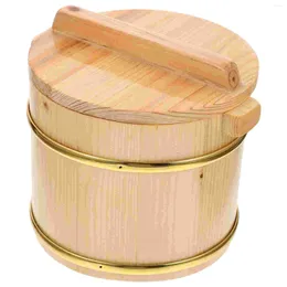 Storage Bottles Wooden Barrel Sushi Rice Container Steamer Basket Tub Serving Holder Buckets Cooked