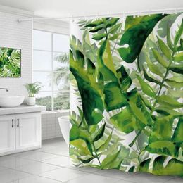 Shower Curtains Polyester Fabric Curtain Bathroom Exquisite Plant Print Waterproof With For Quick-drying A