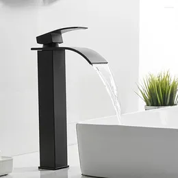 Bathroom Sink Faucets Waterfall Black Higher Basin Wash Cabinet Faucet Nordic Paint Single Hole