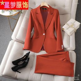 Women's Two Piece Pants Suit Female Fall Slim Fit Temperament Office Wear Sales Department 4S Store El Manager Work Clothes Professional