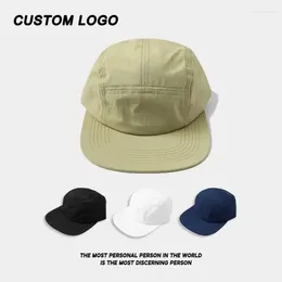 Ball Caps American Simple Solid Color Flat-brimmed 5-flaps Baseball Unisex Custom Logo Outdoor Camping Sports Sunshade Hip-hop Hat