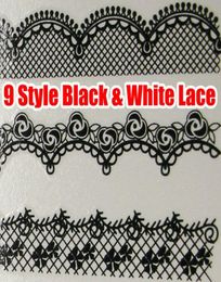 18pcs Black White Lace Nail Art Water Decals Transfer Transfers DECAL Nail Art Wrap Wraps Sexy Strip Tattoo FOR NATURAL FALSE 8063997