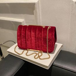 Evening Bags Winter Fashion Velvet Shoulder For Women Chains Decor Flap Crossbody Bag Luxury Ladies Messenger Handbags And Purses Clutch