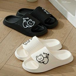 Slippers Mens Fashion Cat Graffiti Women Summer Slides Cartoon Shoes Outdoor Beach Flip Flops Men Thick Platform Cloud Slipper H240514