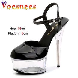 Dress Shoes 15CM Transparent Stiletto Party Sandals Crystal Waterproof Platform Model Walk Show 2023 Summer New Women Ultra High Heels H240325