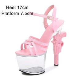 Dress Shoes Fashion Show Artefact Model High-Heeled Women Pistol Heel 17cm Sexy Clear Platform Summer Sandals Strip Pole Dance H240321YTH4AT6J