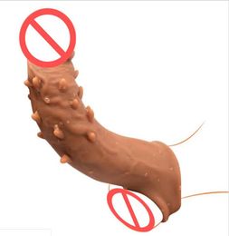 Latest Silicone Penis Enlargement Sleeve With Spines Extender Cock Extension Enhancer Male Reusable Delay Gonobolia Ring Adult Men5496587