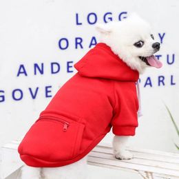 Dog Apparel Coat Long-Lasting Skin-Friendly Polyester Pullover Pet Hoodie With Zipper Pocket Adjustable Drawstring