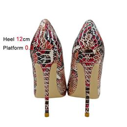 Dress Shoes Plus Size 46 Snake Pattern Womens Pointed Toe High Heels 12CM Stiletto Shallow Mouth Single Show Thin Fashion Pumps H240321S76A