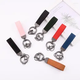 Keychains Fashion Suede Keychain Business Leather Key Chain For Car Strap Waist Wallet Men Matte Gun Black Metal Keyring Gift