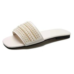 Slippers Womens 2024 Summer New Fashion Casual Pearl Solid Flat Open Toe Shoes Women Outdoor Beach Flip Flop Female Zapatos01SN86 H240322RQI9 H240322