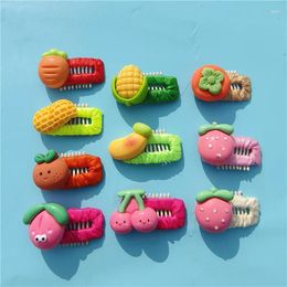 Dog Apparel Cute Fashion Fruit Family Pet Hairpin Handmade Alloy BB Hair Clip Resin Patch Cat Grooming For Puppy Supplies