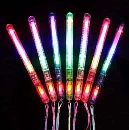 Seven Colours LED Light Up Wands Glow Sticks Flashing Concerts Rave Party Birthday Favours Large Transparent strap rope Party Supplies Flash Stick