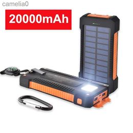 Cell Phone Power Banks 20000mAh solar battery pack portable solar charger external battery pack suitable for iPhone 14 Huawei Samsung with light power packC24320