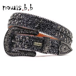 NOWISBB Y2K Rhinestones Belts Quality Western Cowgirl Cowboy Diamond Bling Cinturones Para Hombre Luxury Designer Brand Goth 240311