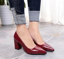 Dress Shoes Classic Women Fashion Sweet Pointed Toe Buckles Strap Thick Heel Heels Lady Cool Red Party White Women's Sandal