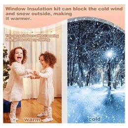 Window Stickers Transparent Curtain Reusable Insulation Kit With Adhesive Straps For Winterizing Waterproof Thermal