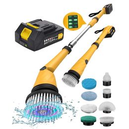 Qimedo 1200 RPM Spin Scrubber, Highly Powerful Cordless Cleaning Brush Smart Display, Electric Tile Floor with 8 Brushes, Battery Powered Shower Scrubber