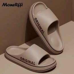 Slippers Men Thick Sole Summer Beach Slides Women Sandals Bathroom Non Slip For Shoes Ultra-Light Letter Shoe Couple Slipper H240325