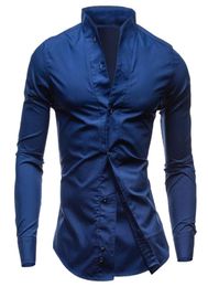 Wholesale- Gen Mens Long Sleeve Button Front Shirts Clearance Slim Fit Tee1392119