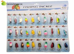 30pcs Hard Metal Fishing Spoon Lures Mixed Colour Assorted Spoon Artificial Spinner Bait Fishing Blades Wobblers Set6223558