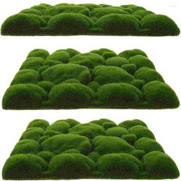 Decorative Flowers 3 Pcs Simulated Moss Foam Faux Plant Fake Green Decor Flowerpot Grass Wall Artificial Plants