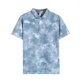 Men's Casual Shirts Short Sleeve Tops For Men Cotton Camouflage Tie Dye Washed Vintage Loose Turndown Collor Workout Tee Camisas De Hombre