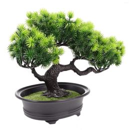 Decorative Flowers Artificial Potted Plant Simulation Pine Bonsai Adornment Plastic Potting Flower Decoration Fake House Plants