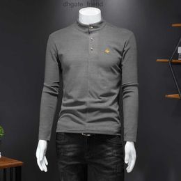 New mens tops high-necked long-sleeved T-shirts autumn and winter mid-neck fleece warmers knitted embroidered thin bottoming shirts 200 pounds available