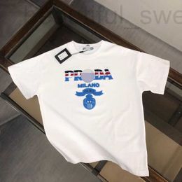 Men's T-Shirts designer P family white short sleeved t-shirt for men's summer 2024 new loose fitting clothes trendy brand versatile body TT3N