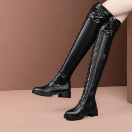 Boots Plus Size 3352 2020 New Sexy Ladies Lace Up Over The Knee Boots Platfrom Long Women Shoes Thigh High Boots zapatos de mujer
