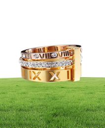 Women mens wide band Roman Numeral rings Full size 612 gold silver rose plating Fashion design stainless steel quality jewelry5845492