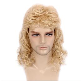 Wigs HAIRJOY Synthetic Hair Disco Mullet Wigs for Men Hippie Long Curly Wig for Party Costume Halloween