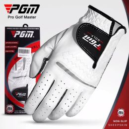 Gloves PGM Professional Golf Men's Leather Gloves Imported Sheepskin Breathable Nonslip Gloves Club Swing Training Gloves