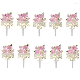 Party Supplies Promotion! 10 Pieces Happy Mother's Day Cake Decoration Cupcake Insert Card Supplies-Pink