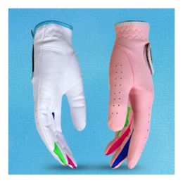 Gloves 1 Pair Golf gloves for children Outdoor Sport Clothes Fabric Gloves Breathable Antislipping Gloves 2 Colour white pink for kids