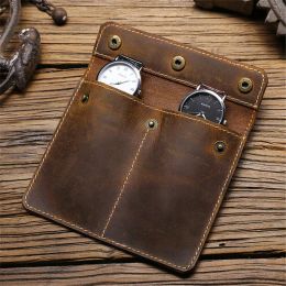 Cases Genuine Leather Watch Box Bracelet Storage Bag Portable Travel Jewellery Leather Pouch Watch Pouch Bag Case for Men and Women