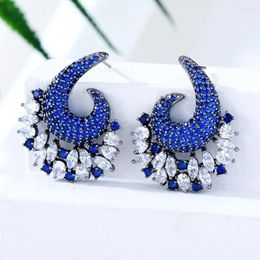 Stud Earrings KellyBola African Luxury And Exquisite Jewelry Bridal Engagement Fashion Irregular Hooked Full CZ
