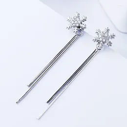 Dangle Earrings Fashion Simple Snowflake Back Tassel Double Ear Thread Girl Charm Women Jewellery Christmas Gift