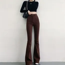 Women's Jeans Brown Skinny Pants For Woman Slim Fit High Waist S Flare Trousers Bell Bottom Flared Black Good Quality Hippie