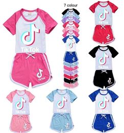 girls shorts sport suit tracksuits summer outfits set childrens baby boy clothes tracksuit Cute TIK TOK tiktok kids clothing G40Y42373599