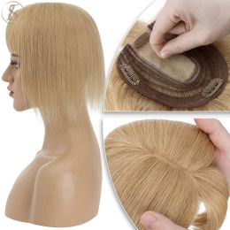 Toppers TESS Women Topper 10x12cm Hair Clips Hair Topper Natural Hair Wigs 100% Human Hair Silk Base Clip In Hair Extension Blonde Women