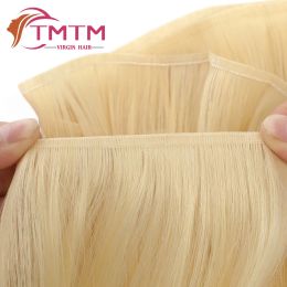 Weft Flat Weft Virgin Human Hair Extensions Sew In European Natural Hair Bundles 50G/Pc Seamless Invisible Handtied Silk Hair Weave