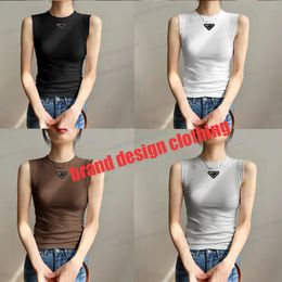 Luxury Designer Tank Top Women Designer Fashion Knitted Sleeveless Vest Embroidered Woven Woven Woven Band Shirt