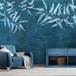 Wallpapers Customize Nordic Simple Small Fresh Green Leaf Style Background Wall Custom Large Mural Wallpaper Papel De Parede