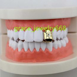 Cosplay Tooth Caps Punk Rhinestone Gold Teeth Grills Top Hiphop Single Grillz