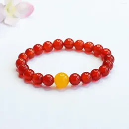 Strand 8mm Round Red Ruby Jade Gems Onyx Yellow Chalcedony Bracelet Girls Gifts Hand String Fashion Jewelry Making Design