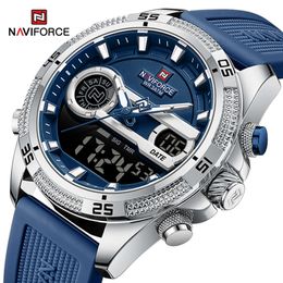 NAVIFORCE Analogue Digital Fashion Men Watches Dual Display Multifunction Sport Waterproof Luminous Silicone Strap Male Wristwatch